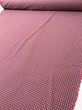 2-Ply Gingham Check and Striped Yarn-Dyed Double Cotton Voile - Raspberry / Nardo Grey