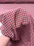 2-Ply Gingham Check and Striped Yarn-Dyed Double Cotton Voile - Raspberry / Nardo Grey