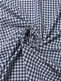 2-Ply Gingham Check and Striped Yarn-Dyed Double Cotton Voile - Navy / White