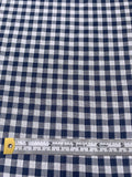 2-Ply Gingham Check and Striped Yarn-Dyed Double Cotton Voile - Navy / White