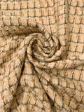 Italian Textured Basketweave Wool Blend Tweed - Beige / Grey / Burnt Orange / Cream