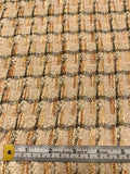 Italian Textured Basketweave Wool Blend Tweed - Beige / Grey / Burnt Orange / Cream