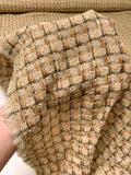 Italian Textured Basketweave Wool Blend Tweed - Beige / Grey / Burnt Orange / Cream