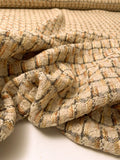 Italian Textured Basketweave Wool Blend Tweed - Beige / Grey / Burnt Orange / Cream