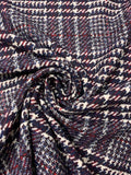 Italian Plaid Tweed - Navy / Off-White / Raspberry Red