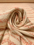 Italian Striped Soft Tweed with Lurex Fibers - Coral / Beige / Gold