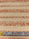 Italian Striped Soft Tweed with Lurex Fibers - Coral / Beige / Gold