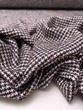 Italian Mini Houndstooth Lightweight Wool Blend - Navy / Off-White / Brick Red