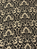 Italian Regal Damask Reversible Chenille Brocade - Light Gold / Black