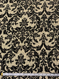 Italian Regal Damask Reversible Chenille Brocade - Light Gold / Black