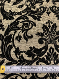 Italian Regal Damask Reversible Chenille Brocade - Light Gold / Black