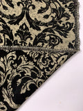 Italian Regal Damask Reversible Chenille Brocade - Light Gold / Black