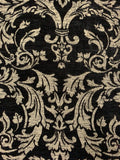 Italian Regal Damask Reversible Chenille Brocade - Light Gold / Black