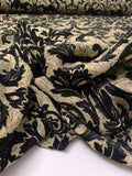 Italian Regal Damask Reversible Chenille Brocade - Light Gold / Black