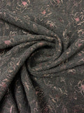 Italian Boucle-Look Brocade with Floral Lurex Design - Grey / Metallic Pink / Metallic Light Gold