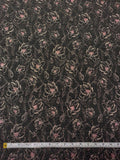 Italian Boucle-Look Brocade with Floral Lurex Design - Grey / Metallic Pink / Metallic Light Gold