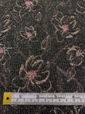 Italian Boucle-Loook Brocade with Floral Lurex Design - Grey / Metallic Pink / Metallic Light Gold