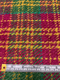 Plaid Soft Cotton-Rayon Tweed - Magenta / Amber / Green