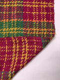 Plaid Soft Cotton-Rayon Tweed - Magenta / Amber / Green