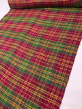 Plaid Soft Cotton-Rayon Tweed - Magenta / Amber / Green