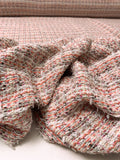 Italian Textured Yarn Tweed with Eyelash Detailing - Coral / Light Grey / White / Black / Orchid