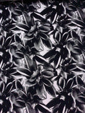 Italian Floral Metallic Novelty Knit with Flocking and Sheerness - Black / Silver