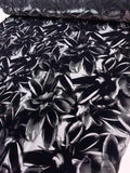 Italian Floral Metallic Novelty Knit with Flocking and Sheerness - Black / Silver