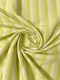 Italian 2-Ply Striped Wool Suiting - Soft Lime / Cream