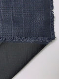 French Basketweave Suiting with Fused Black - Navy