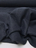 French Basketweave Suiting with Fused Black - Navy