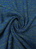 French Hurel Soft Bouclé Tweed Suiting - Royal Blue / Green / Black