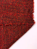 French Hurel Soft Bouclé Tweed Suiting - Red / Orange / Black