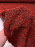 French Hurel Soft Bouclé Tweed Suiting - Red / Orange / Black