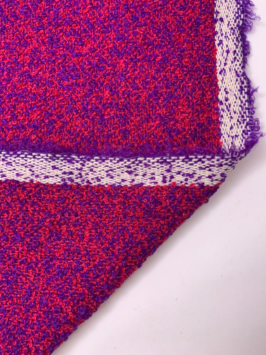 Bicolored Italian Bicolored Wool Blend Bouclé Tweed - Purple / Cerise Pink ...