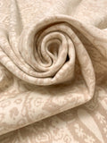 Italian Paisley Floral Double Face Wool Blend Brushed Coating - Beige / Tan