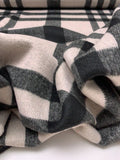 Italian Plaid Double Face Wool Blend Brushed Coating - Taupy White / Black