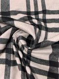 Italian Plaid Double Face Wool Blend Brushed Coating - Taupy White / Black