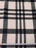 Italian Plaid Double Face Wool Blend Brushed Coating - Taupy White / Black