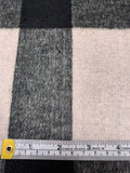 Italian Plaid Double Face Wool Blend Brushed Coating - Taupy White / Black