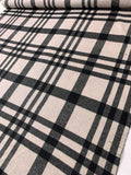 Italian Plaid Double Face Wool Blend Brushed Coating - Taupy White / Black