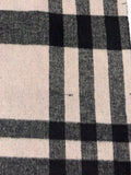 Italian Plaid Double Face Wool Blend Brushed Coating - Taupy White / Black