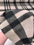 Italian Plaid Double Face Wool Blend Brushed Coating - Taupy White / Black