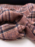 Italian Plaid Double Face Wool Blend Brushed Coating - Navy / Burnt Brick / Ivory