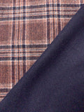 Italian Plaid Double Face Wool Blend Brushed Coating - Navy / Burnt Brick / Ivory