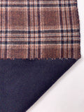 Italian Plaid Double Face Wool Blend Brushed Coating - Navy / Burnt Brick / Ivory