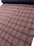 Italian Plaid Double Face Wool Blend Brushed Coating - Navy / Burnt Brick / Ivory