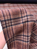 Italian Plaid Double Face Wool Blend Brushed Coating - Navy / Burnt Brick / Ivory