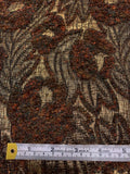 French Leaf and Floral Novelty Chenille Metallic Brocade - Orange / Brown / Antique Gold