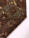 French Leaf and Floral Novelty Chenille Metallic Brocade - Orange / Brown / Antique Gold