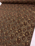 French Leaf and Floral Novelty Chenille Metallic Brocade - Orange / Brown / Antique Gold